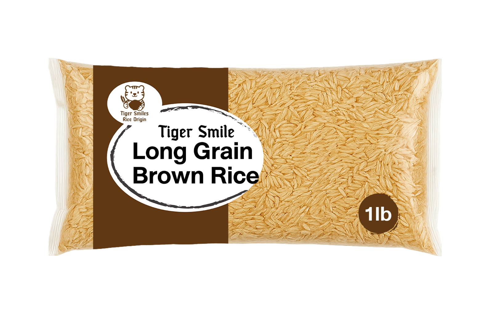 Tiger Smiles Long Grain Brown Rice 1lb x 24 bags/carton